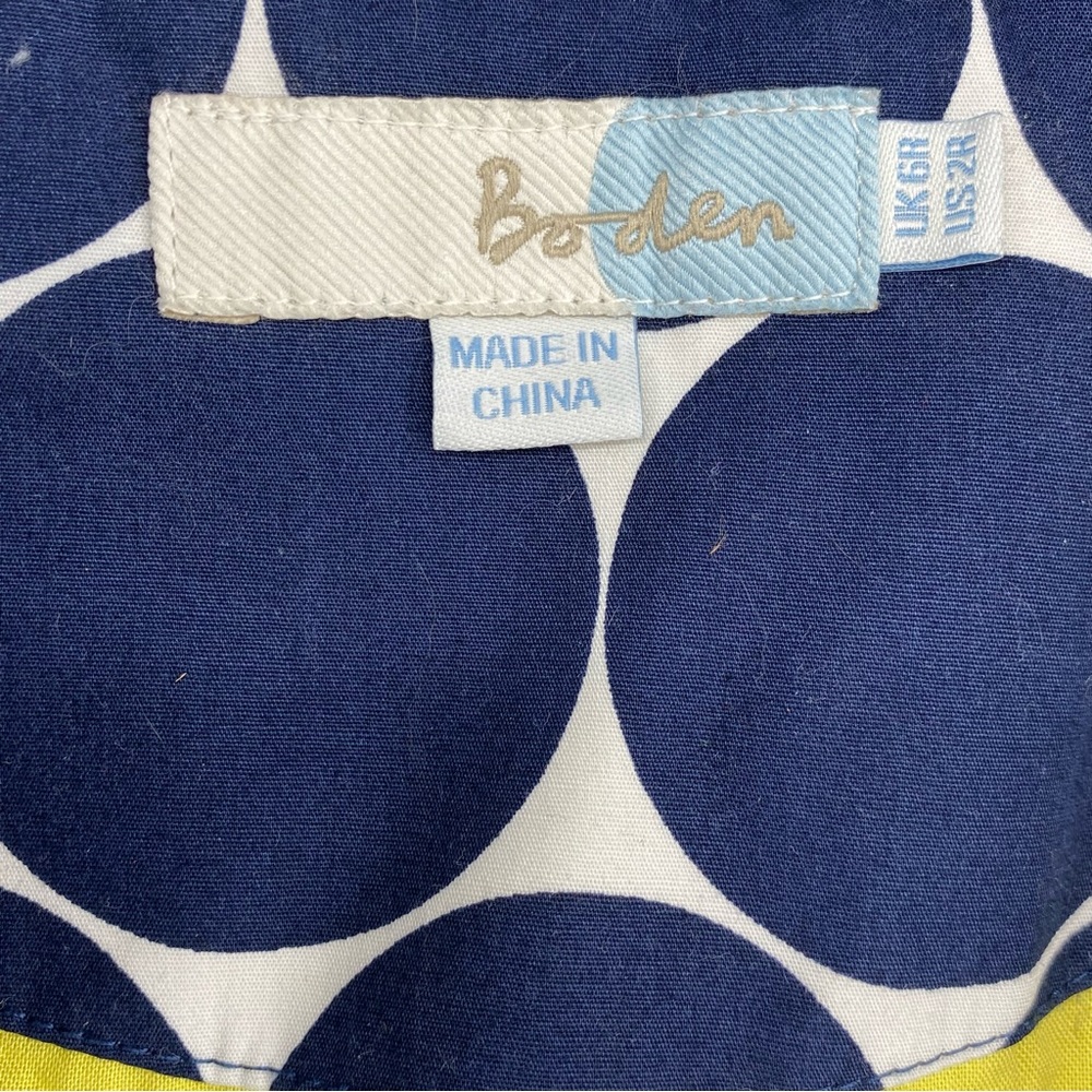 Boden Rainy Day Mac Sz 2 Navy White Yellow Polka Dot Jacket - Picture 11 of 12